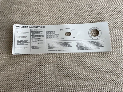 SIGNO DE INSTRUCCIONES 4PK GEN 4 PLATA W74, 124, 184 COIN OPERA PARA WASCOMAT - 452532 Foto 1 de 3