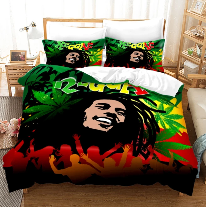 Bob Marley Quilt Cover 3D Bedding Sets Duvet Cover Pillowcase Single Double UK