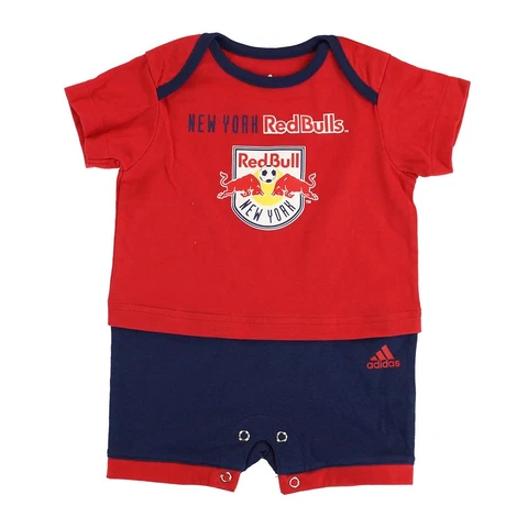 New York Red Bulls MLS Adidas Newborn Red "Little Kit" Short Sleeve Romper Cover