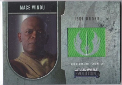 STAR WARS 2016 TOPPS EVOLUTION COMMEMORATIVE FLAG PATCH SILVER MACE WINDU /170 - Image 1 of 2
