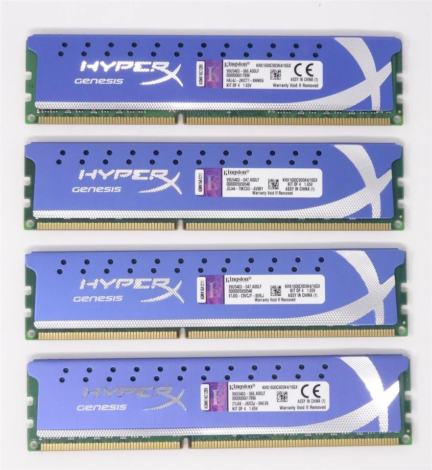 Kingston HyperX 16 GB (4x 4GB) KHX1600C9D3K4/16GX DDR3-1600 PC3-12800U (#1571) - Bild 1 von 1