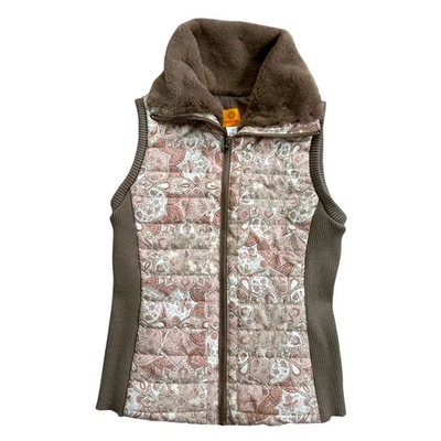 Ruby Rd Quilted Vest Women Size S Paisley Faux Fur Collar Zip Front - Image 1 of 4