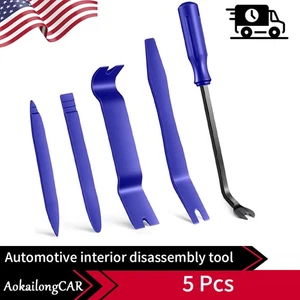 5Pcs Car Door Clip Trim Removal Tools Kit Plastic Car Interior Repair Blue Set - Foto 1 di 7