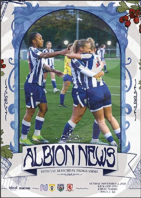 WEST BROM WOMEN V MIDDLESBROUGH WOMEN 02/11/25 WNL NORTH OFFICIAL PROGRAMME - Image 1 of 2