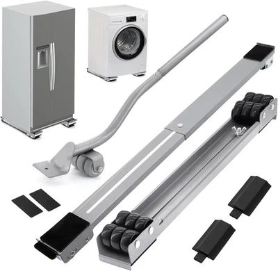 MAJHULLA Adjustable Appliance Rollers Furniture Mover Heavy Duty Wheels Lifter Tool Grey