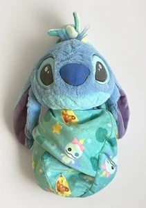 Disney Parks Baby Stitch Swaddle Blanket Plush 10" Tall Seated Stuffed Animal - Picture 1 of 5