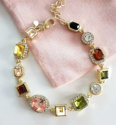 Edles ZIRKONIA BETTEL ARMBAND 925 Silber Baguette GOLD Armkette Armreif Bead - Bild 1 von 4