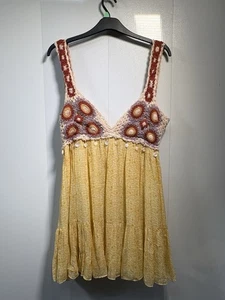 Mini Vestido Babydoll Amarillo Crochet ZARA Talla Mediana (EUR) Boho - Imagen 1 de 15