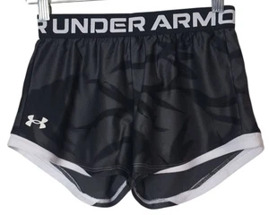 Under Armour Girls Athletic Shorts YMD Black Loose Fit Logo Sports Gym Train - Picture 1 of 4