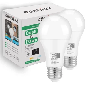 Qualilux Dusk to Dawn Light Bulbs Outdoor 850 Lumen, 60W Equivalent, Daylight... - Picture 1 of 9