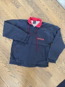 VTG Hilton Active Apparel Men's Windbreaker Jacket Med Full Zip Mesh Blue & Red - Picture 1 of 8