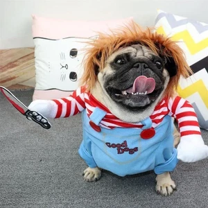 Divertida Ropa para Cachorros Mascotas Halloween Mascotas Perros Disfraces Trajes Cómicos Sosteniendo - Imagen 1 de 7