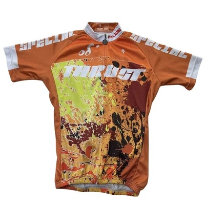 Paladin Cycling Jersey Womens Large Orange Paint Splatter Short Sleeve Thrust - Image 1 of 4
