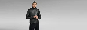 G-Star BIKER LEATHER JACKET DK BLACK Size XXL - Picture 1 of 6
