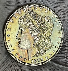 1879 P MORGAN DOLLAR SILVER COIN BU UNC NICE TONING - Picture 1 of 2