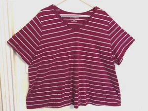 Catherines Womens Blouse 3XWP Petite Purple White Suprema Collection Shirt Top - Picture 1 of 5