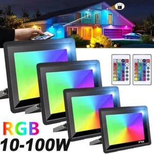 RGB LED Strahler mit Fernbedienung Stecker Fluter Bunt Scheinwerfer Gärten DHL - Bild 1 von 23