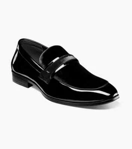 Mocasín negro sin cordones Stacy Adams Spratley sin usar, en caja, puntera 25686-001 para hombre - Imagen 1 de 7