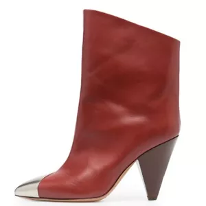 Womens Ladies Pull On Ankle Boots Cone Block Heel Pointy Toe Celeb Gift 34-43 L - Picture 1 of 17