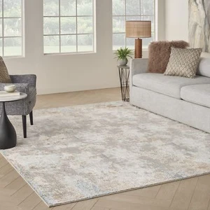 Nourison Glam Abstract Taupe/Multi 9' x 12' Area Rug, Easy Cleaning, Non - Picture 1 of 9