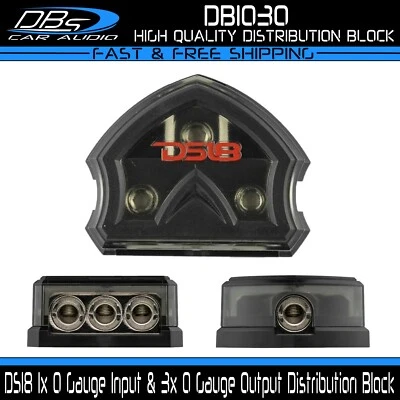 DS18 Power Ground Distribution Block 1x 0-4 Gauge Input & 3x 0-4 Gauge Outputs  - Image 1 of 4