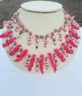 Vintage RVS Sterling Silver Pink pearl statement necklace. Real pearls, glass