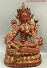 Old Tibet Bronze Gilt Green Tara Mahayana Buddhism Enlightenment Goddess Statue