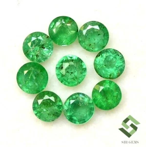 Lote de 10 piedras preciosas sueltas sin tratar de 1,17 CTS de corte redondo esmeralda natural de 3,25 mm - Imagen 1 de 6