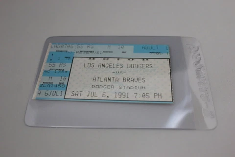 Los Angeles Dodgers Vintage Ticket vs. Braves July 6 1991 Seat 10 Cover