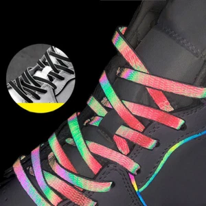 Reflective Shoe Laces Athletic Safety Sneakers Shoelaces Running Shoelace AU ~ - Picture 1 of 15