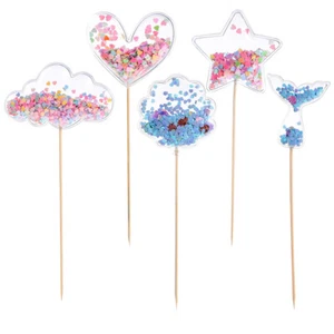 5Pcs Cake Picks Toppers Engagement Cocktail Cupcake Toppers - Picture 1 of 12