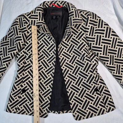 NINA MCLEMORE 金属雪佛龙几何金色和蓝色 尺寸 00 丝绸衬里 — 第 1/4 张图片