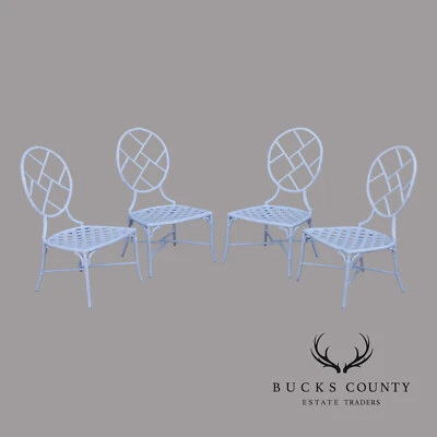 Juego de cuatro sillas de comedor vintage de bambú sintético para patio jardín Foto 1 de 4