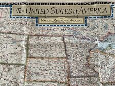 Vintage 1951 National Geographic Wall Map * UNITED STATES OF AMERICA
