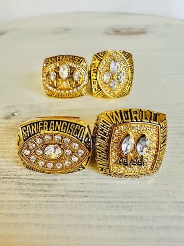 4 PCS San Francisco 49ers Super Bowl RING SET, USA Ship 1981/84/88/89 Cover