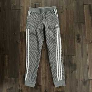 Adidas Girls Gray Zebra Print Joggers L 14 - Picture 1 of 6