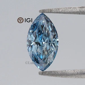 1.11 CT IGI Certified Marquise Fancy Vivid Greenish Blue SI1 Clarity Lab Diamond - Bild 1 von 9