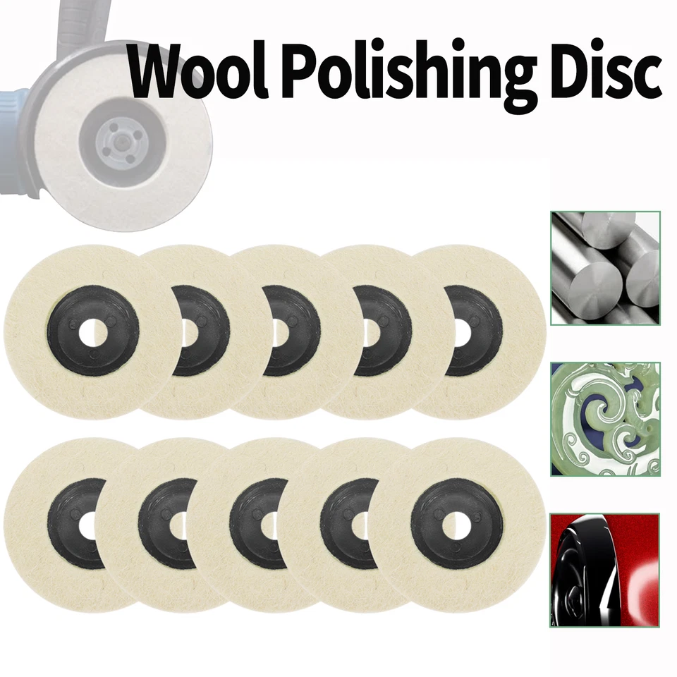 5Pcs 4 Inch Wool Polishing Discs Finishing Wheel Buffing Pads For Angle Grinder - Image 1 of 4