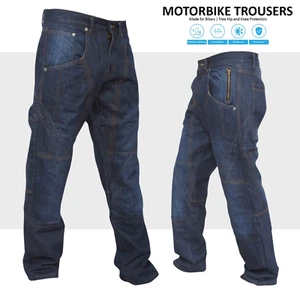 Pantalones de mezclilla azul para motocicletas para hombre - Imagen 1 de 7