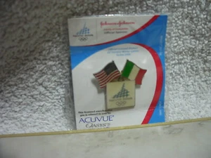JOHNSON & JOHNSON ACCUVUE 2006 WINTER OLYMPICS TORINO ITALY PINBACK OLP NIP - Picture 1 of 2
