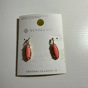 Orecchini Kendra Scott oro ottone corallo pietra goccia pendente gioielli di design - Foto 1 di 7