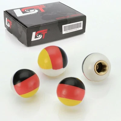 4x Tapas de Válvula Cubierta de Válvula de Neumático Bola Bandera de Alemania para Coche OPEL Foto 1 de 3