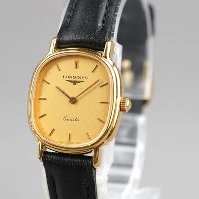 LONGINES 153 715 Women's Watch  Gold 20mm Vintage New Battery New Leather Band - image 1 of 4