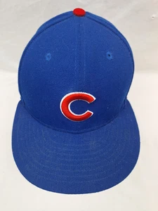 New Era 59Fifty Hat Size 7 Chicago Cubs Fitted Cap Polyester MLB Baseball Blue - Picture 1 of 8