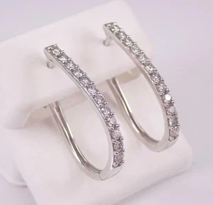 2Ct Round Lab-Created Diamond Woman's Huggie Hoop Earrings 14K White Gold Plated - Picture 1 of 4
