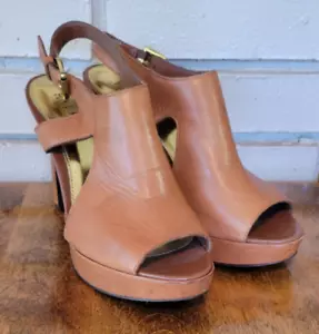 Lauren Ralph Lauren brown leather platform sandals 8.5 B - Picture 1 of 8
