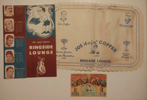 Rare Lot (3) Joe Awful Coffee Ringside Restaurant Lounge Menu Postcard Boxing Cover
