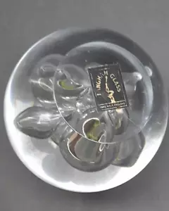 Langham Art Glass Paperweight Pink & Clear Air Bubbles Sticker Made in England - Picture 1 of 7