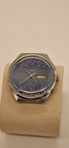 VINTAGE RAKETA  2628  USSR BLUE FACE MECHANICAL MEN WRISTWATCH CALENDAR - Picture 1 of 21