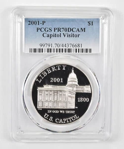 PR70 2001-P DCAM Commemorative Dollar Capitol Visitor Center PCGS Blue Lbl - Picture 1 of 5